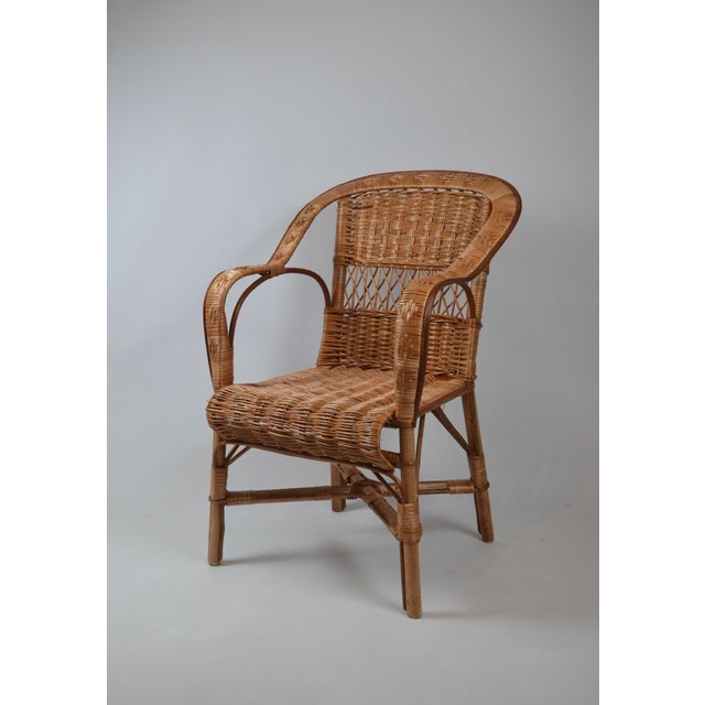 French Provincial Rattan Armchair For Sale - Image 10 of 16
