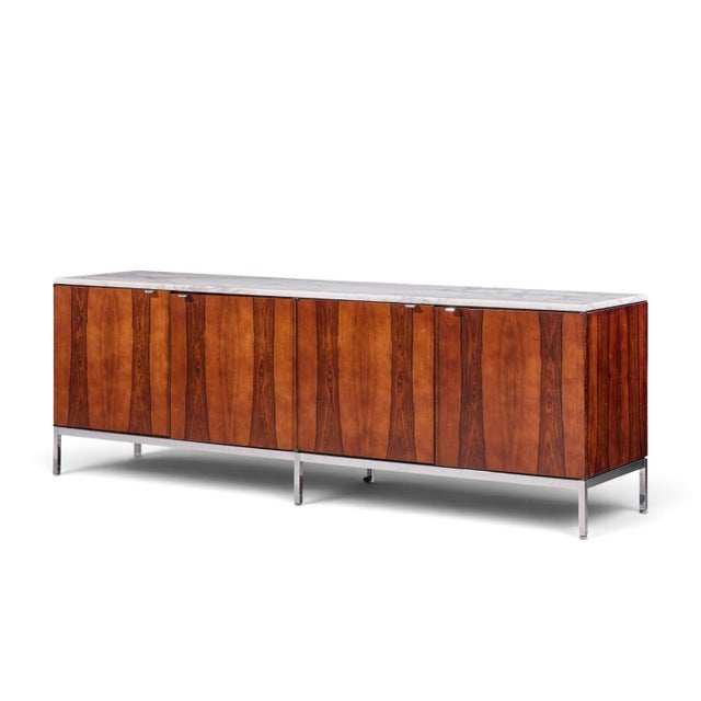 Mid-Century Modern Florence Knoll Mid Century Rosewood, Marble and Chrome Executive Cabinet Credenza For Sale - Image 3 of 7