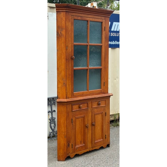 American American Pine Glazed Corner Cupboard For Sale - Image 3 of 18