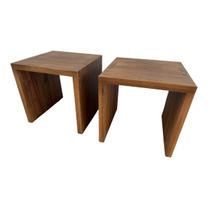 Restoration Hardware Modern Oak Side Tables (Pair)