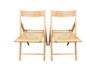 Set of Vintage Cane & Rattan Habitat Folding Chairs, 1980s