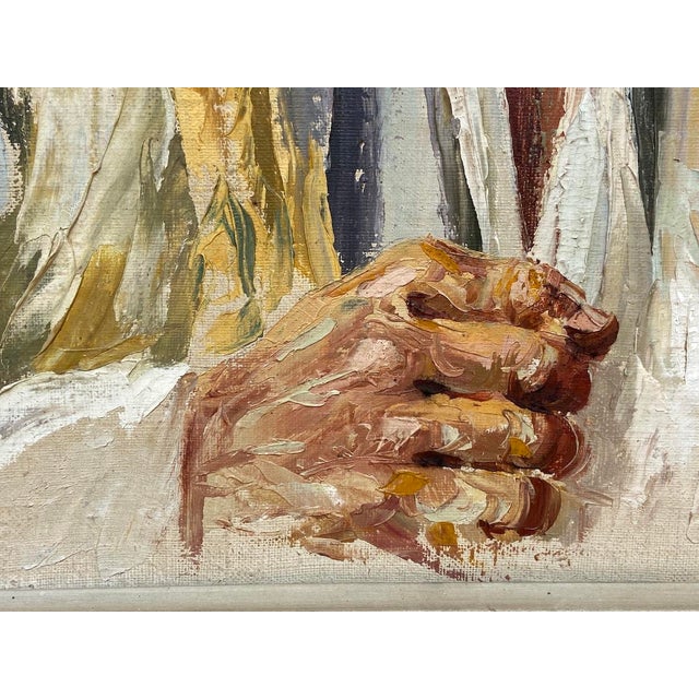 1954 A. Shitzas Tehran Oil Portrait Painting For Sale - Image 6 of 12
