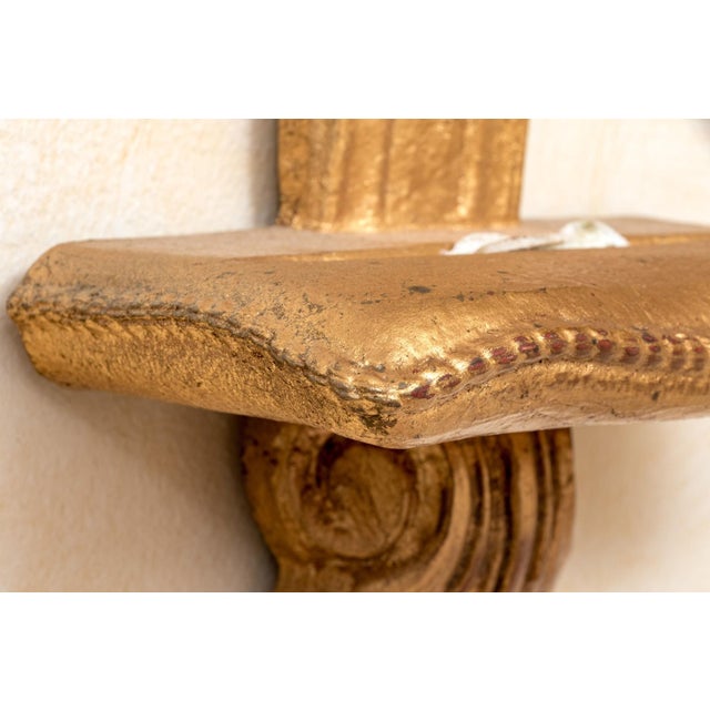 Gold Vintage Gilt Louis XVI Style Wall Display Shelves With Plate Holders—A Pair For Sale - Image 8 of 9