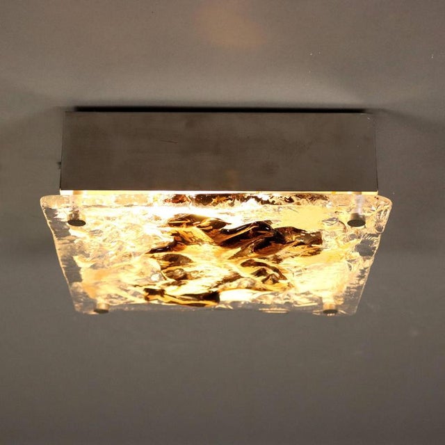 Vintage Ceiling Lamp in Blown Glass and Aluminium, 1970s For Sale - Image 6 of 6