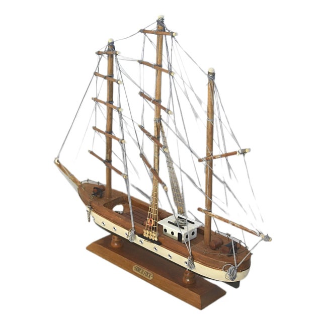 Wood Vintage Model Ocean Ship Galleon Frigate For Sale - Image 7 of 7