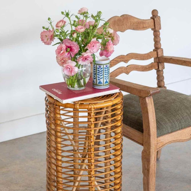 1960s Italian Rattan Stool by Tito Agnoli For Sale - Image 9 of 9