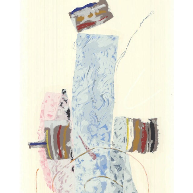 Artist Unknown 'Untitled' Abstract Blue,Yellow Serigraph For Sale - Image 4 of 6