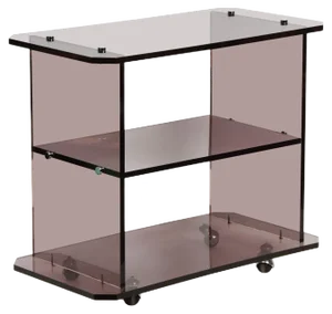 Mid-Century Italian Smoked Acrylic Glass Serving Trolley, 1980s