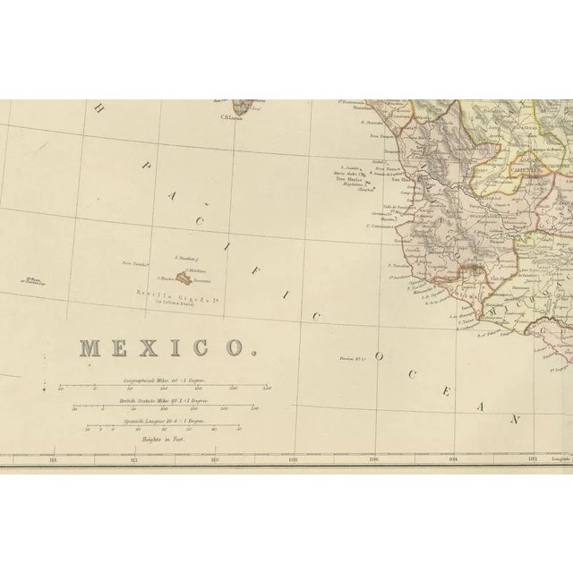 Antique Map of Mexico, 1882 For Sale - Image 4 of 6