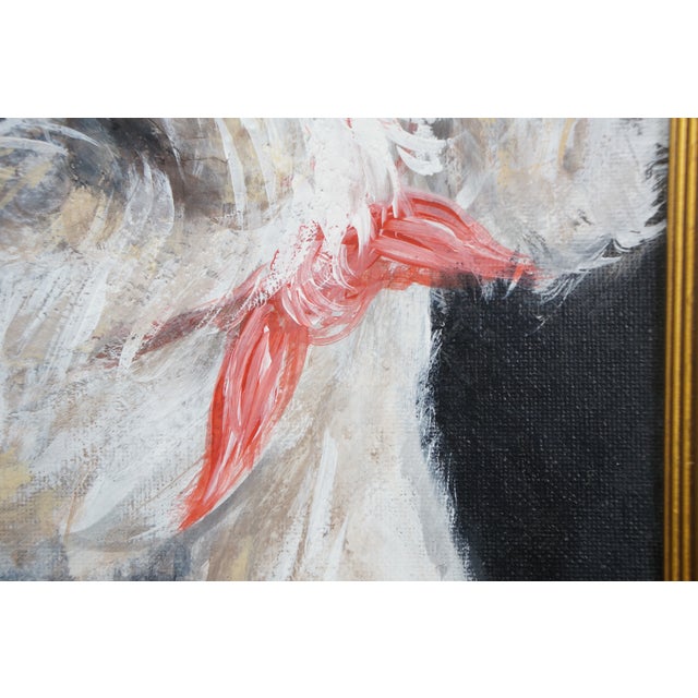 Vintage Maltese White Dog Portrait Oil Painting on Canvas For Sale - Image 9 of 10