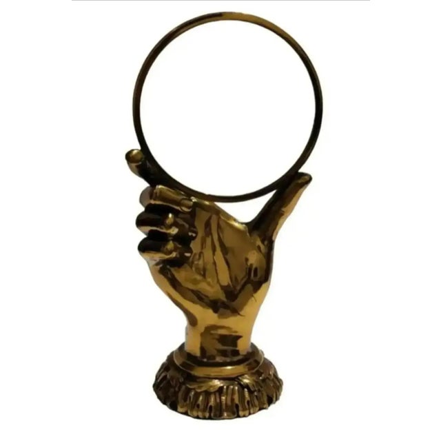 Metal Maitland-Smith Figural Hand Shaped Desktop Magnifying Glass For Sale - Image 7 of 12