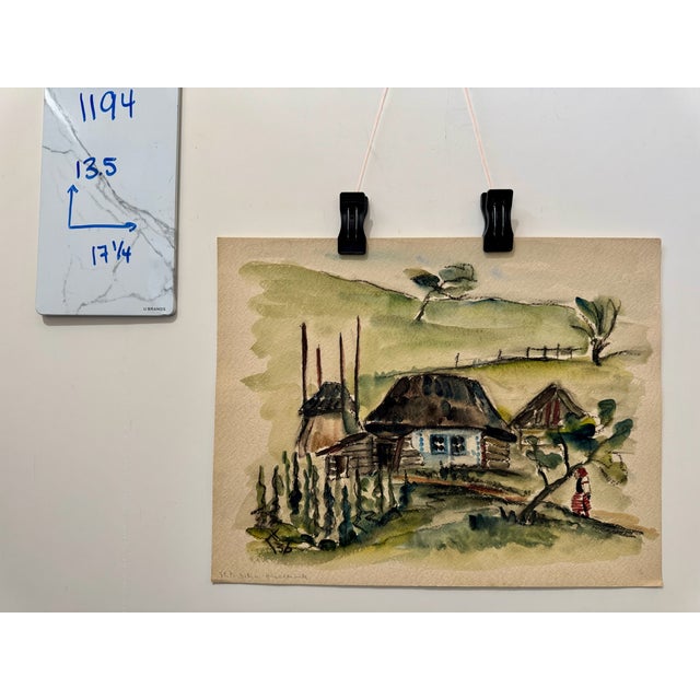 Paper Henry Emil Salloch Original Watercolor on Paper Rural Homestead, 1936 For Sale - Image 7 of 7
