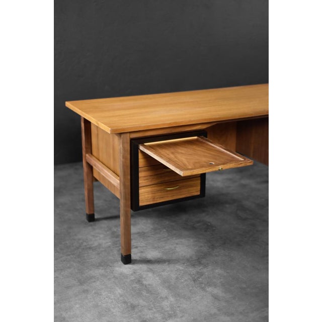 Large Mid-Century Danish Modern Brown Teak Desk, 1960s For Sale - Image 11 of 18