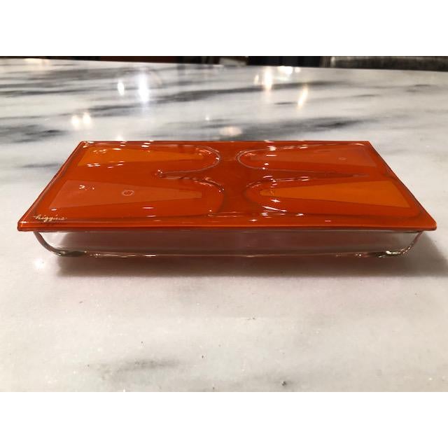 Vintage Large Higgins Glass Orange Starburst Glass Ash Tray Bowl Matching Glass Box Chairish