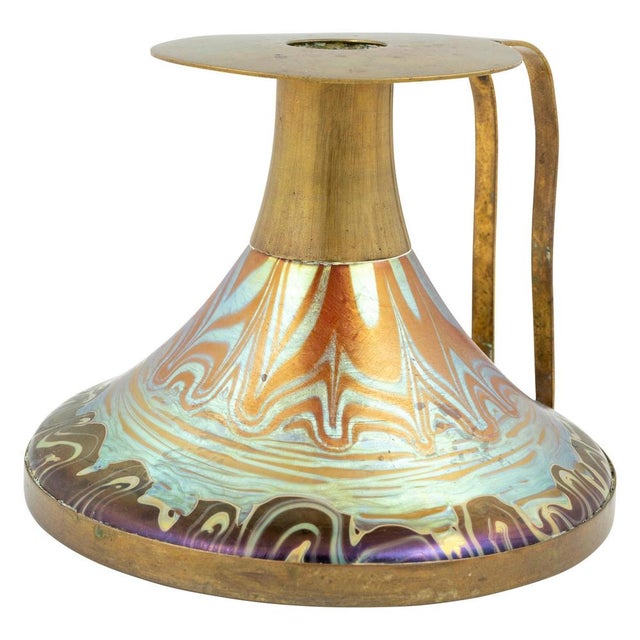 1900 - 1909 Art Noveau Austrian Colorful Candlestick in Glass from Johann Loetz Witwe, 1900s For Sale - Image 5 of 8