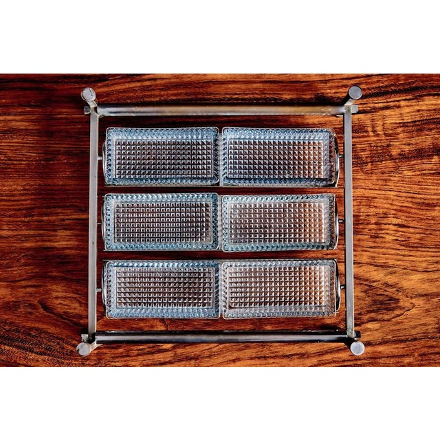 Chrome and Glass Counter Top Shelf attributed to Jacques Adnet, France, 1940s For Sale - Image 4 of 14