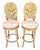 Vintage Venetian Grotto Style Carved Wood Palm Leaf Barstools Set of 2 For Sale