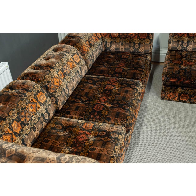 Velvet Sectional Sofa, Sweden, 1970s, Set of 7 For Sale - Image 4 of 11