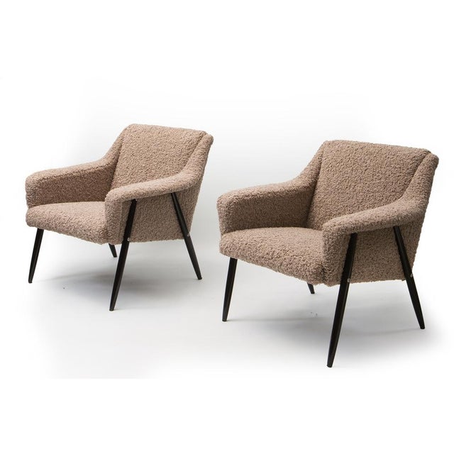 Mid-Century Lounge Chairs in Sheepskin, Set of 2 For Sale - Image 5 of 9