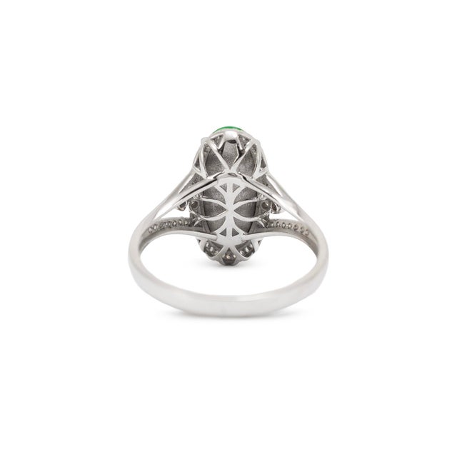 18k White Gold 3.40ct Delicate Green Jadeite Jade Diamond Cocktail Ring, Size 7.25 For Sale In Houston - Image 6 of 7