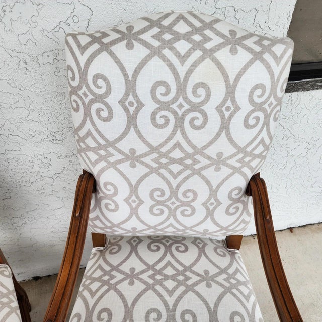 French Louis XIII Os De Mouton Linen Armchairs Pair For Sale - Image 9 of 18