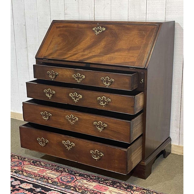 Brown 19th Century Georgian English Slant-Back Desk in Mahogany and Oak For Sale - Image 8 of 18