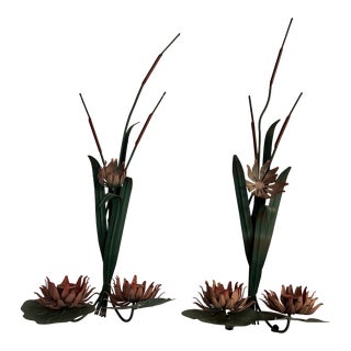 Vintage Italian Water Lilies Candelabras or Sconces- a Pair For Sale
