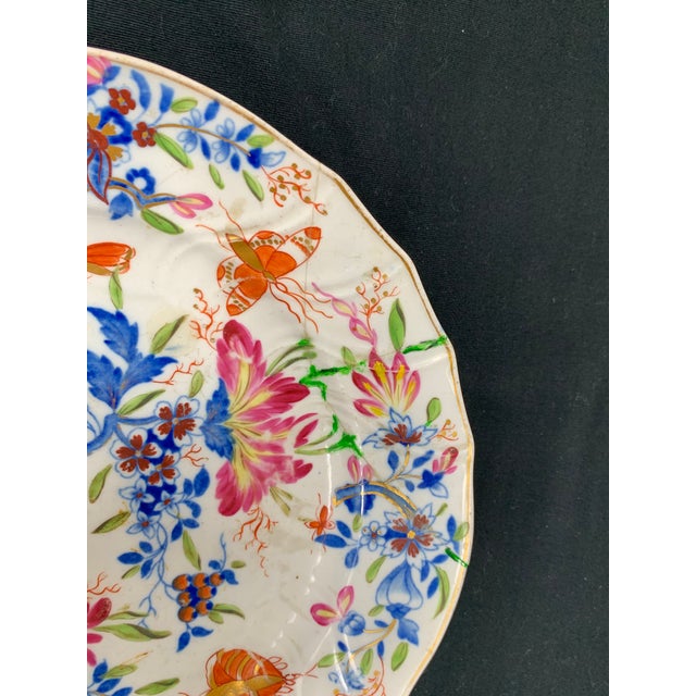 English Antique Hand Painted Floral Decorative Plate For Sale - Image 3 of 13
