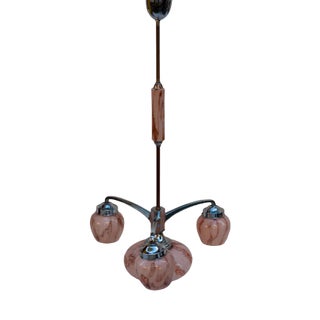 Art Deco Pink Chandelier For Sale