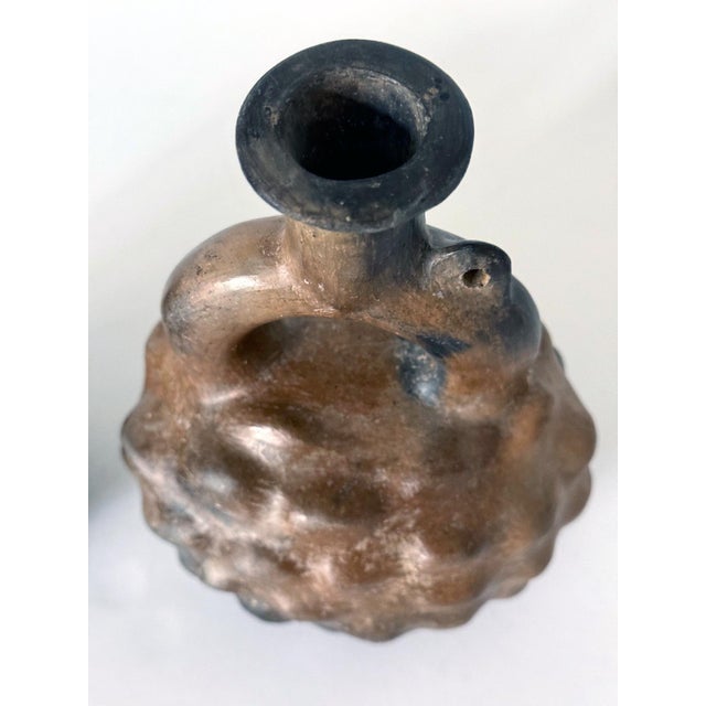 Rose Collection of Two Pre-Columbian Cupisnique Stirrup Ceramic Vessels Peru For Sale - Image 8 of 14