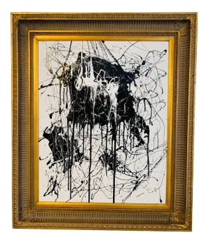 Abstract Black and White Expressionist Painting by Arlene Carr