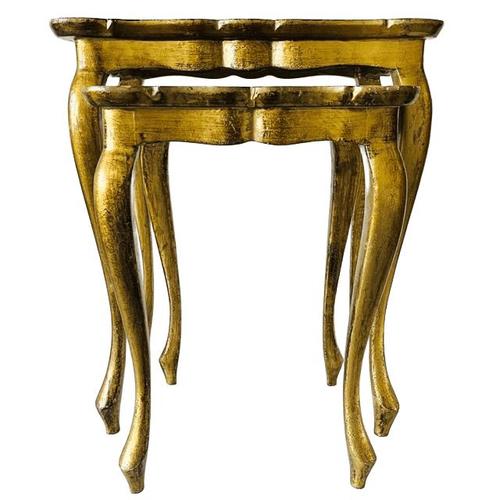 Hollywood Regency Vintage Florentine Hollywood Regency Gilt Wood Nesting Tables, 1950s, Set of 2 For Sale - Image 3 of 11