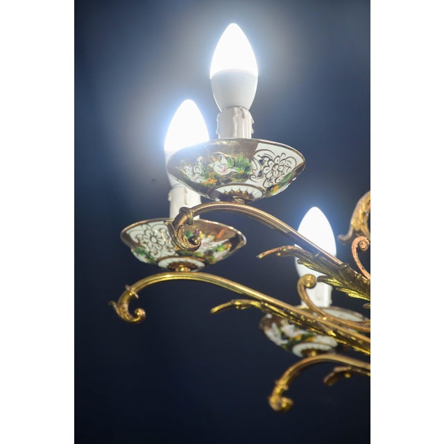 Manila, Large Size 12 Light Italian Vintage Ceramic Chandelier, 1960 For Sale - Image 10 of 18