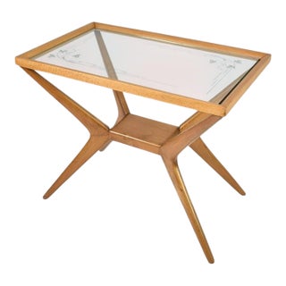 Italian Glass and Wood Coffee Table in the Style of Cesare Lacca, 1940s–50s For Sale