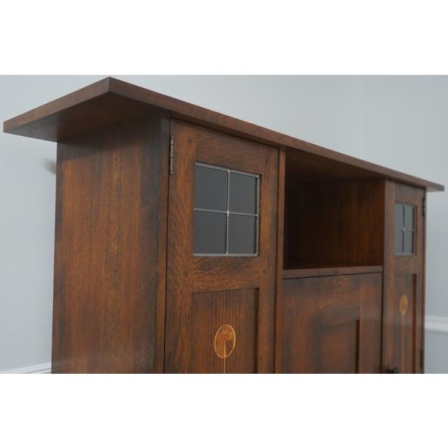 Stickley Mission Oak Harvey Ellis Inlaid Fall Front Bookcase For Sale - Image 14 of 18