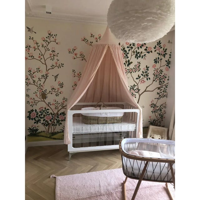 Pink Peony Chinoiserie Mural Hand Painted Wallpaper 36"w X 96" Panel For Sale - Image 10 of 10