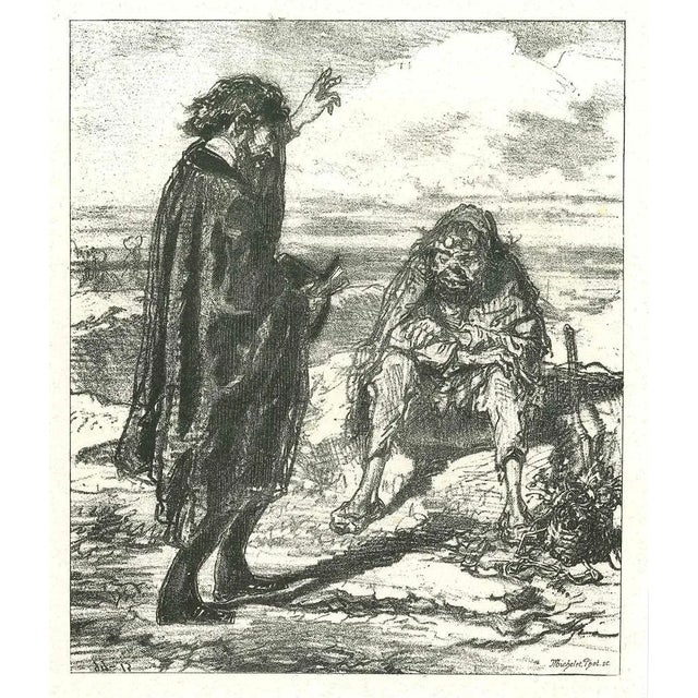 Praying for a Vagabond is an original lithograph artwork on ivory-colored paper, realized by the French draftsman Paul...