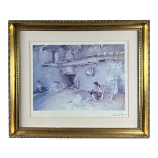 Vintage English Russell Flint Print: 'A Scrap of Newspaper' For Sale