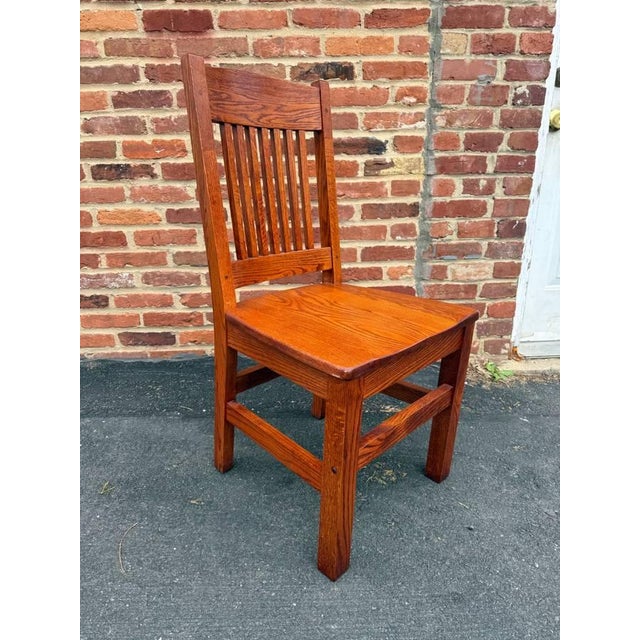 Late 20th Century Art & Craft Style Mission Oak Dining Chairs For Sale - Image 14 of 16