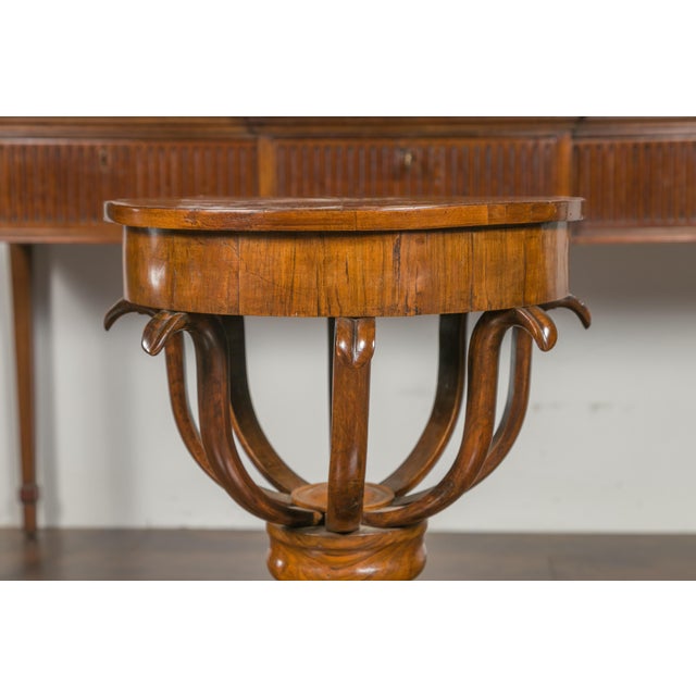 Biedermeier Biedermeier Period 1840s Austrian Walnut Guéridon with Star Inlay and Foliage For Sale - Image 3 of 11