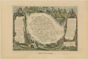 Antique Map of De Tarn in France by V. Levasseur, 1852