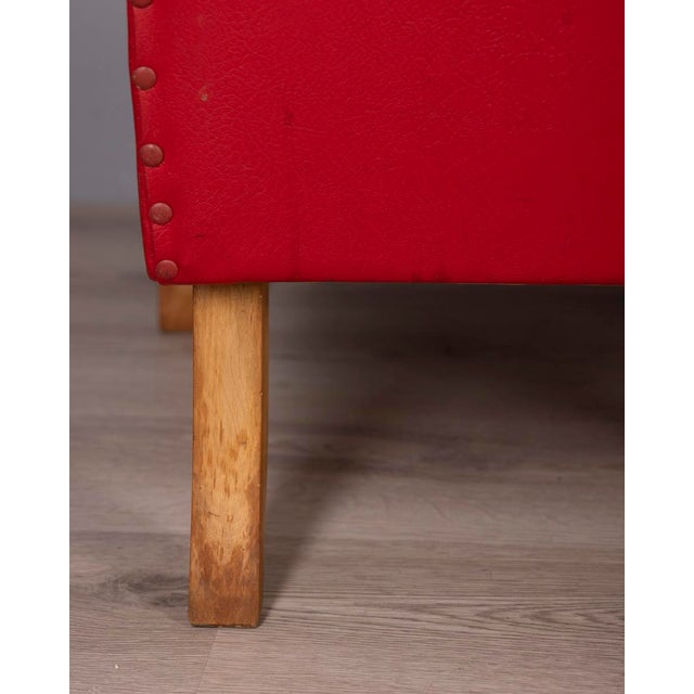 Vintage Italian Armchairs in Red Leather, 1950s, Set of 2 For Sale - Image 13 of 17