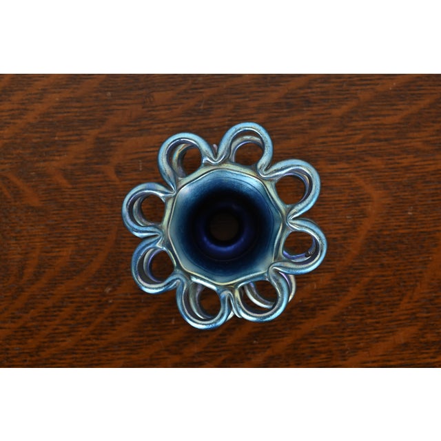 Tiffany Studios Louis Comfort Tiffany Favrile Iridescent Art Glass Flower Frog For Sale - Image 4 of 8