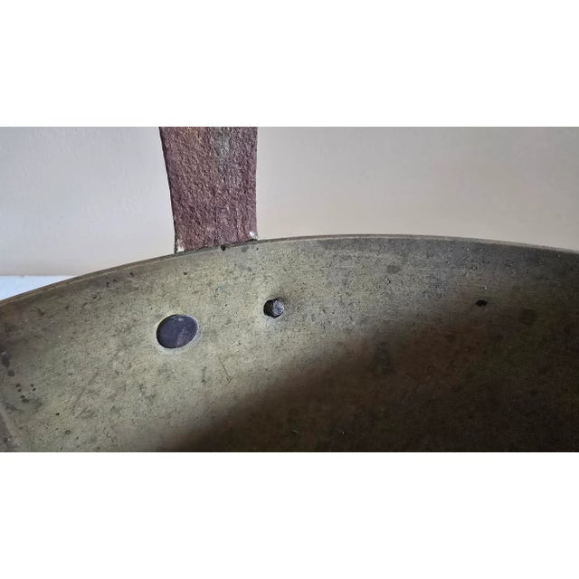 Metal Antique Heavy Thick Brass Jam Pan Cooking Pot With Forged Iron Handle For Sale - Image 7 of 11