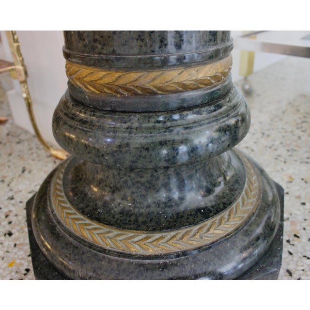 Antique 42" Green Marble Pedestal Italian For Sale In Miami - Image 6 of 11