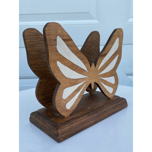 Boho Chic Late 20th Century Handmade Wooden Butterfly Letter Organizer For Sale - Image 3 of 6