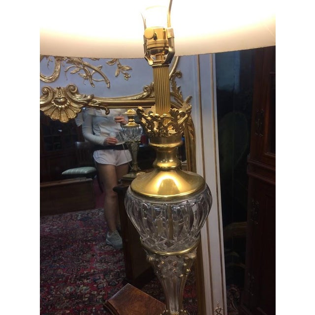 Brass Vintage Table Lamps, Neoclassical Style Lamps, Brass and Crystal Lamps, the Pair For Sale - Image 8 of 10