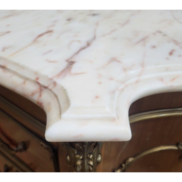 Vintage French Style Japanese Tansu Painted Bronze & Marble Top Commode Dresser For Sale - Image 9 of 18