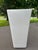 Contemporary Vintage Pottery Barn Large Glossy White Geometric Ceramic Vase – Modern Minimalist Sculptural Vessel For Sale - Image 3 of 12