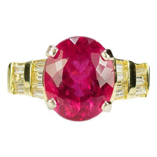 Late 20th Century Rubelite Tourmaline Ring, Size 5 For Sale